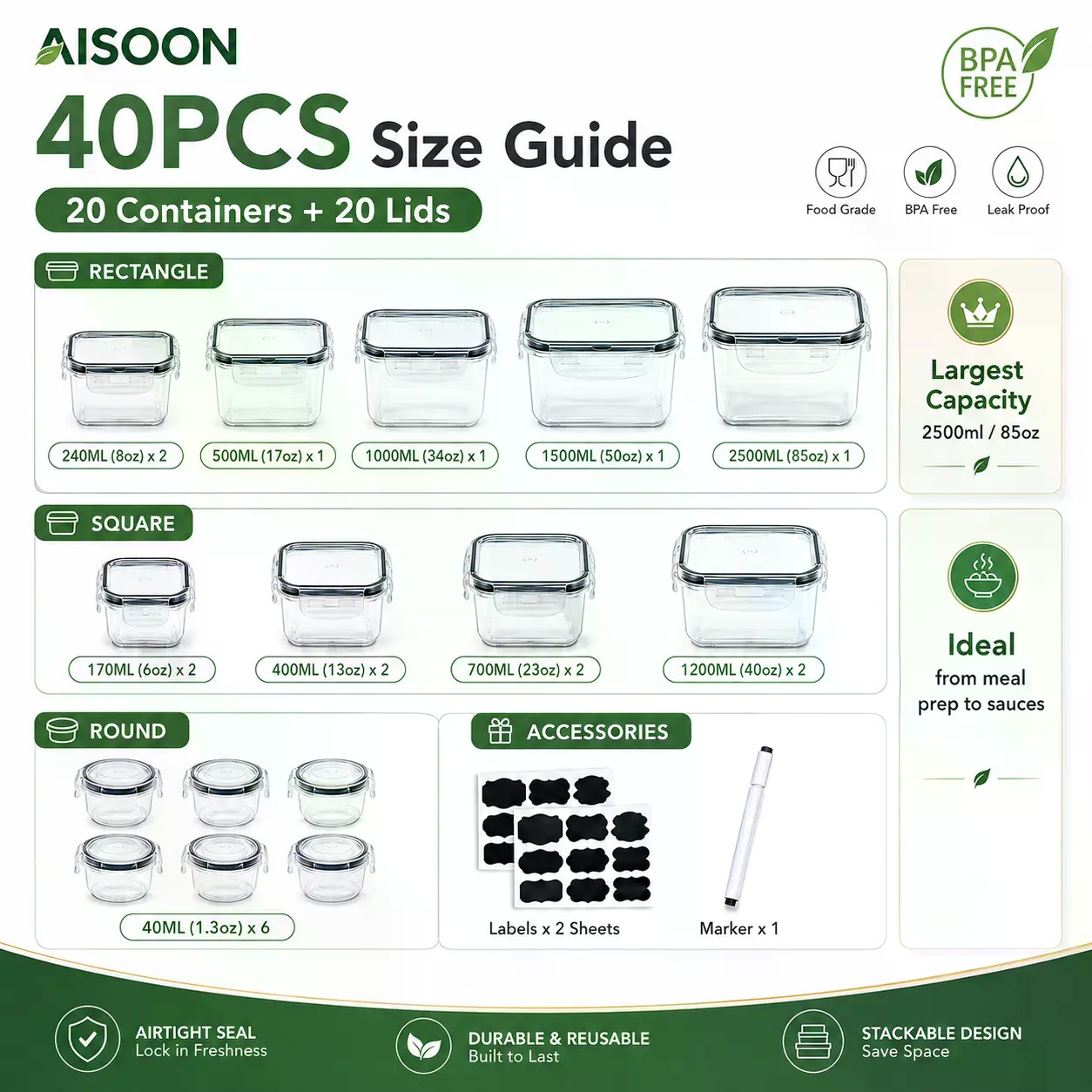 40 PCS Extra Large 85oz Silico - đánh giá và giá Meal Prep Bowl